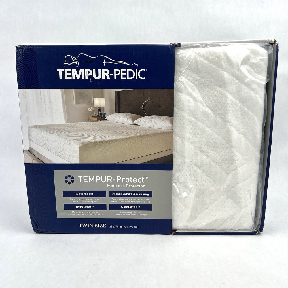 Tempur-Pedic Protect Waterproof Mattress Protector, White, Size Twin 39 x 75‎ in